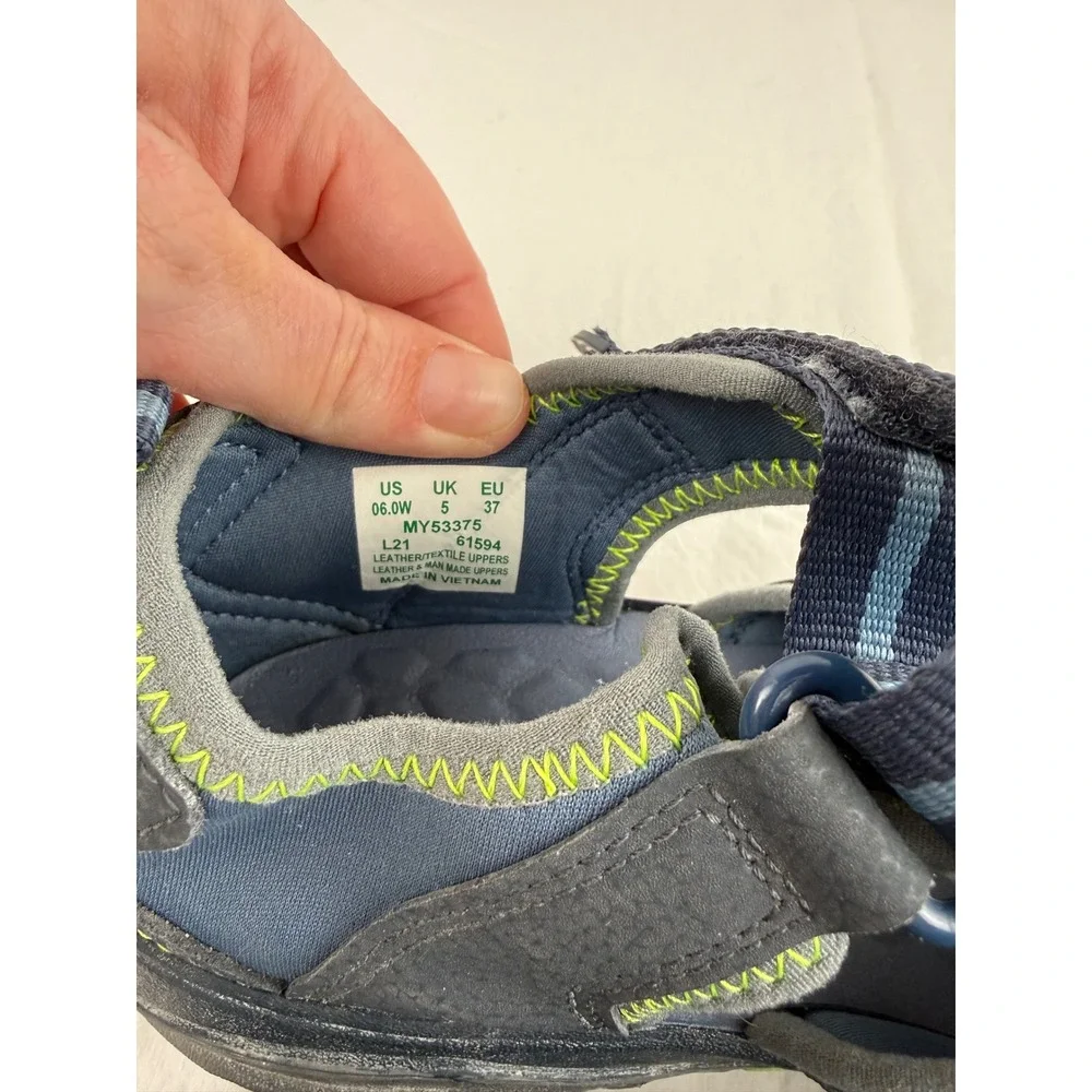 Merrell Hydro Navy Blue Lime Green Water Sandals MY53375‎ Mens 6 Womens 7.5